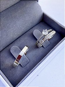 Par de Alianças Namoro Prata 950 Maya 3mm