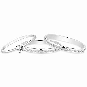 Par de alianças de namoro Prata 950 Diana 2mm