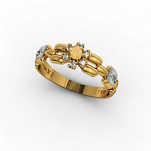 Anel Ouro 18K Formatura Redondo Elos