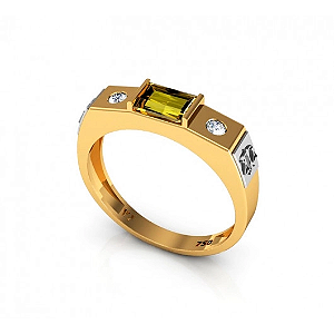 Anel Ouro 18k Formatura Baguete