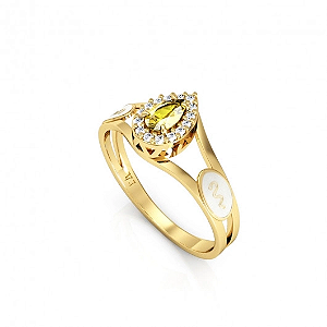 Anel Formatura Feminino Aro Duplo Gota - Ouro 18K