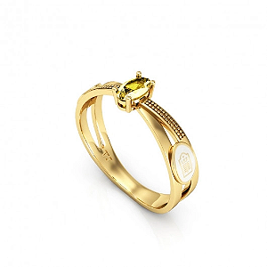 Anel Formatura Feminino Oval Entrelaçado - Ouro 18K