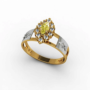 Anel  Formatura feminino Aro Duplo Navete Grande - Ouro 18K