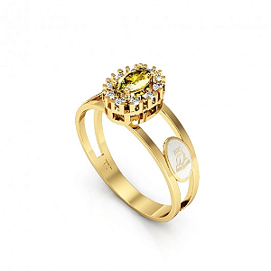 Anel Formatura Feminino Aro Duplo Oval - OURO 18K