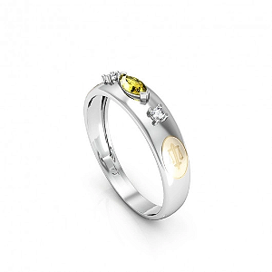 Anel Formatura Feminino Navete com Detalhes - Prata 925