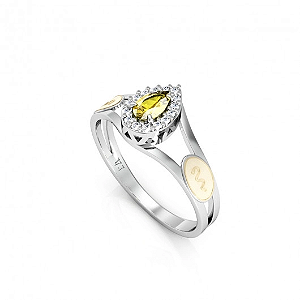 Anel Formatura Femininno Aro Duplo Gota  - Prata 925