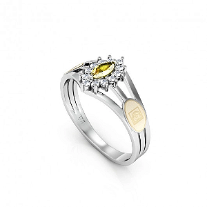 Anel Formatura Feminino Aro Triplo Navete - Prata 925