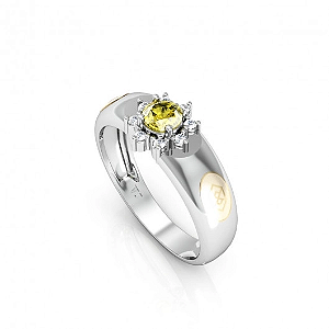 Anel Formatura feminino Redondo Grande - Prata 925