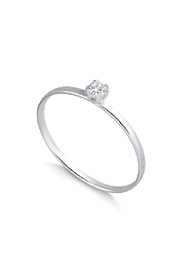 Anel Solitário ponto de luz - Prata 950