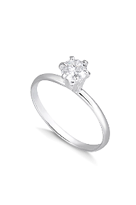 Anel Solitário ponto de luz - Prata 950