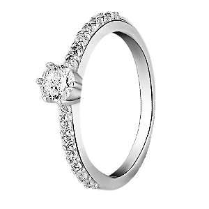 Anel solitário cravejado prata 925