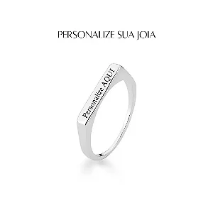 Anel de chapa personalizado com nome ou frase curta - PRATA 925
