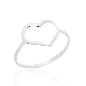 Anel coração vazado de prata 925 - feminino