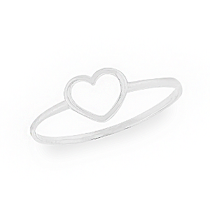 Anel Feminino com coração vazado - PRATA 925