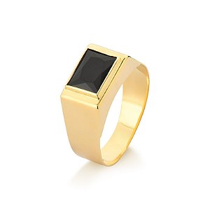 Anel Masculino Pedra Onix de Ouro 18k
