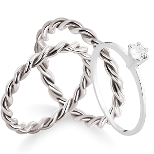 Par de Alianças Namoro Prata 950 Helena 3mm