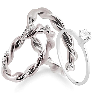 Par de Alianças Namoro Prata 950 Florence 3mm de