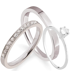 Par de alianças Namoro prata 950 Leonor 2mm