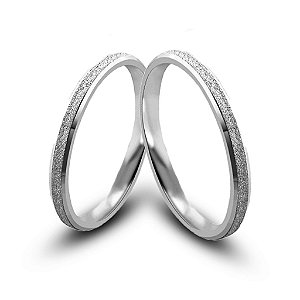 Par de alianças de namoro 2mm Diana em Prata 950 + anel solitário Classic