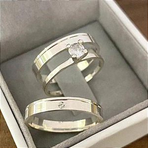 Par de Alianças Namoro Prata 950 Sia 3mm