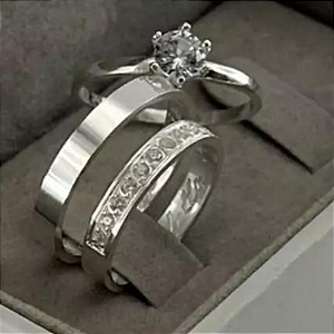 Par de Alianças Namoro Prata 950 Kira 3mm