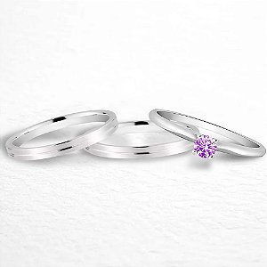 Par de alianças Namoro Prata 950 Kira 3mm
