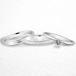 Par de Alianças de Namoro Prata 950 Dara 3mm