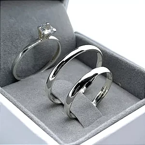 Par de Alianças Namoro Prata 950 Cora 3mm