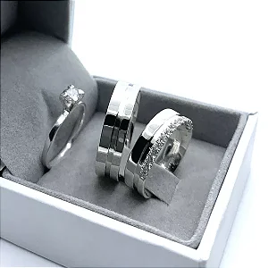 Par de Alianças Namoro Prata 950 Florzinha 5mm