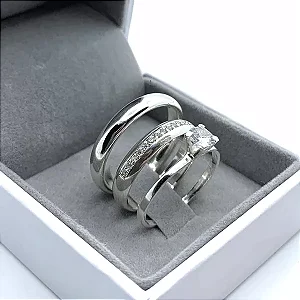 Par de Alianças Namoro Prata 950 Helia 5mm