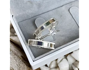 Par de Alianças Namoro Prata 950 Mica 5mm