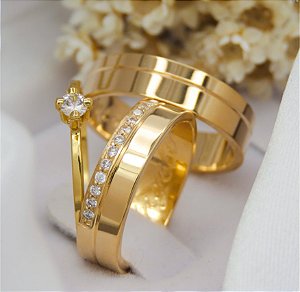 Par de alianças casamento Nairobi 5mm de moeda antiga - Anel solitário Brinde