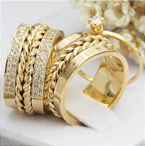 Par de alianças casamento Bali 10mm de moeda antiga - Anel solitário Brinde