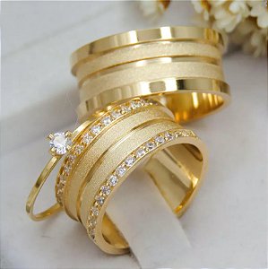 Par de alianças casamento Turim 10mm de moeda antiga - Anel solitário Brinde