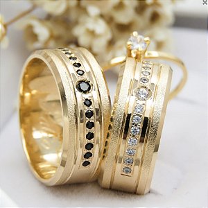 Par de alianças casamento Oslo 8mm de moeda antiga - Anel solitário Brinde