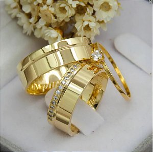 Par de alianças casamento Tulum 8mm de moeda antiga - Anel solitário Brinde