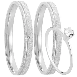 Par de Alianças Namoro Prata 950 Bela 3mm