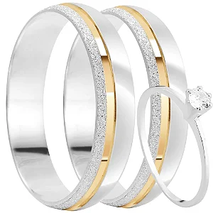 Par de Alianças Namoro Prata 950 Posseidon 5mm