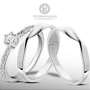 ALIANÇAS DE NAMORO PRATA 950 2mm LUXO STELLA TORCIDA FINA COM ANEL DE COMPROMISSO