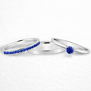 Par de Alianças Belle De Prata 950 2mm Minimalista com 10 Pedras Safira azul