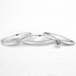 Par de alianças Aura 2mm Azul bebe de namoro + anel solitário Classic prata 950