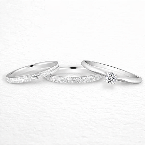 Par de alianças Aura 2mm Pedra central de namoro + anel solitário Classic prata 950