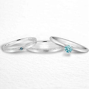 Par de Alianças Namoro Pedra Azul (bb) Cinderela 2mm Prata 950