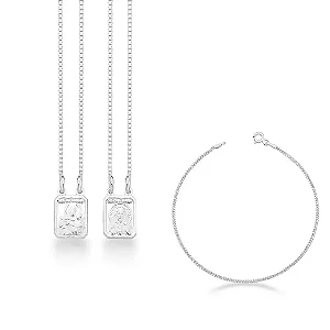 Kit Escapulário Tradicional e Pulseira de Prata