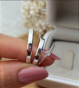 Aliança de Namoro Prata 950 - Chanfrada 3mm
