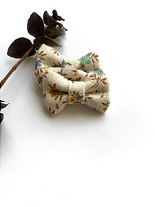 Parzinho Laço Gravatinha Linho Floral