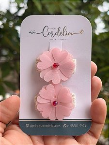 Parzinho Mini Flor Rosa