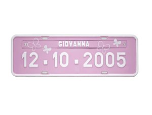 Placa de carro personalizada - Rosa