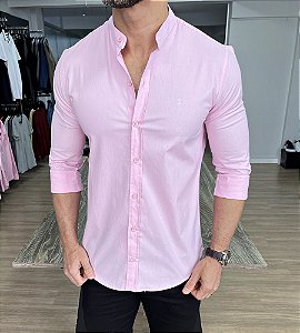 Camisa gola padre rosa bb