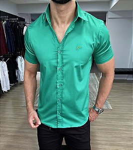 Camisa Roger M/C acetinada verde